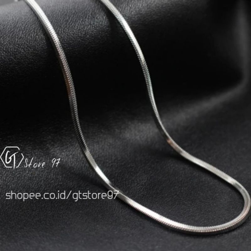 Kalung Titanium Pria Silver Perak Emas Putih Anti Karat Cowok Cewek Wanita Keren Silver Stainless Steel Kalong Cowo Cewe Kecil