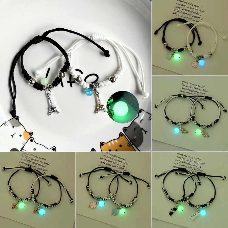 2pcs Gelang Luminous Adjustable Untuk Pria Dan Wanita