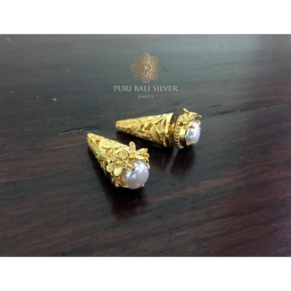 Anting Giwang Subeng Bunga Keliling Silver Mutiara ukuran besar