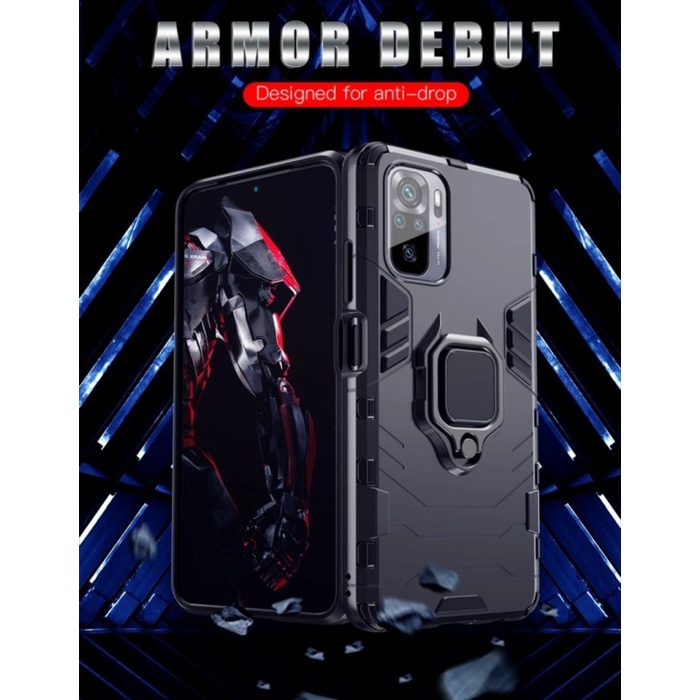 REDMI NOTE 10 NOTE 10 PRO NOTE 10S CASE ARMOR PHANTER RING 360 HARDCASE CASING TEBAL COVER PELINDUNG BELAKANG