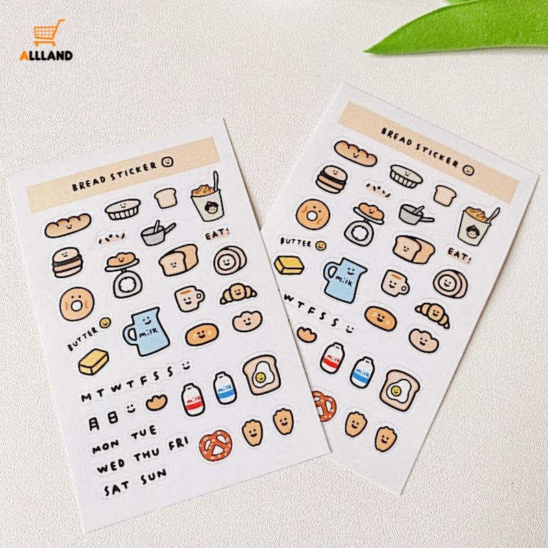 1pc / Set Stiker Desain Kartun Roti Gaya Korea Untuk Dekorasi Diy