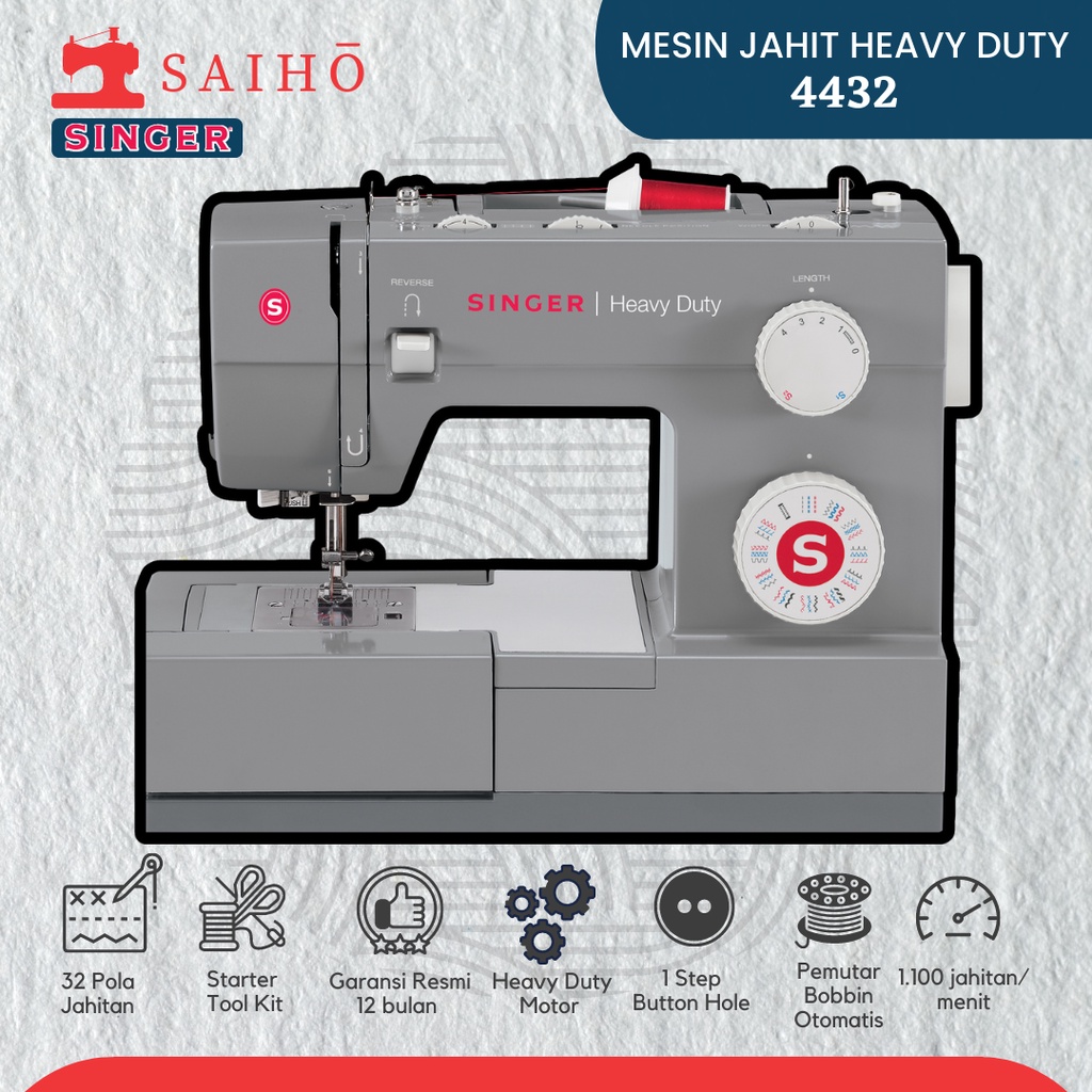 SINGER 4432 - Mesin Jahit Heavy Duty Portable