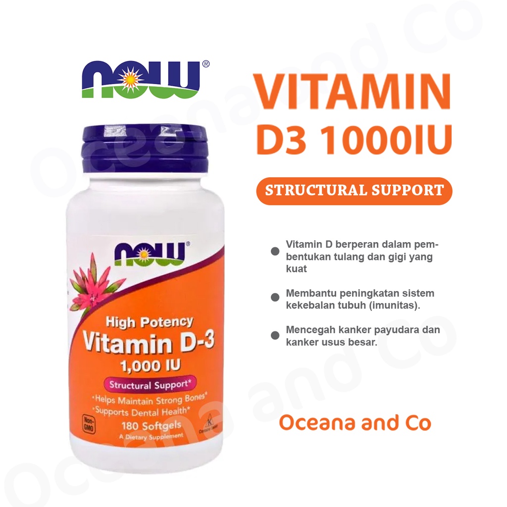 NOW Vitamin D3 1000 IU - 180 SGELS Bpom MURAH TERMURAH