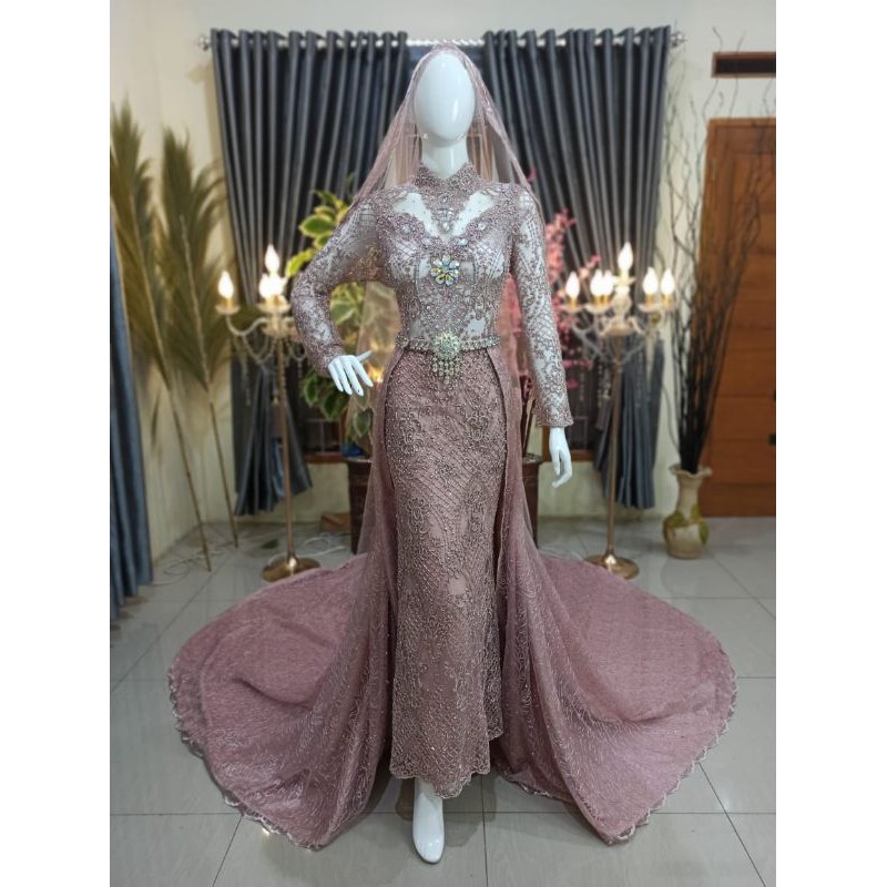 Gaun pengantin Kebaya Akad Mermaid Span Full Payet Premium Konveksi Langsung pilihan warna