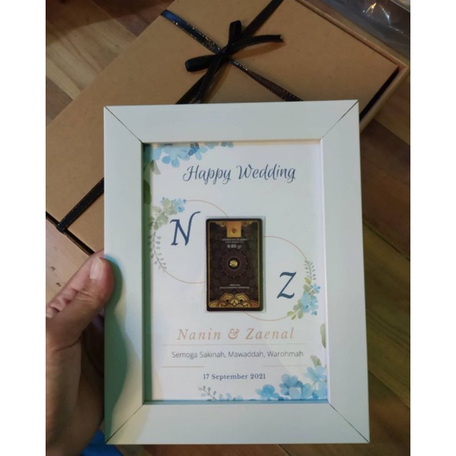 Frame minigold, hampers emas, wedding, wisuda, Birthday, Baby Born