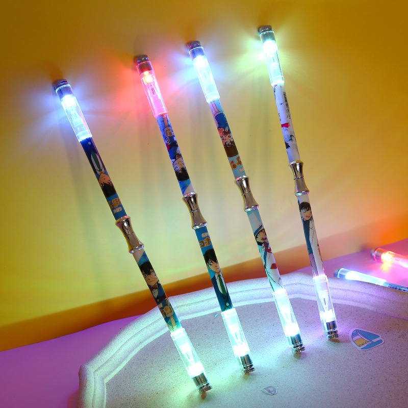 Pulpen Flash Warna-Warni LED Pena Berputar Genggam Keren Mainan Belajar Universal Puzzle Game Pena Dinamis