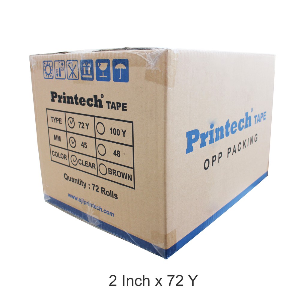 

PRINTECH OPP Tape Lakban Bening / Coklat 2 Inch 72 Y / 1 Dus 72 Roll