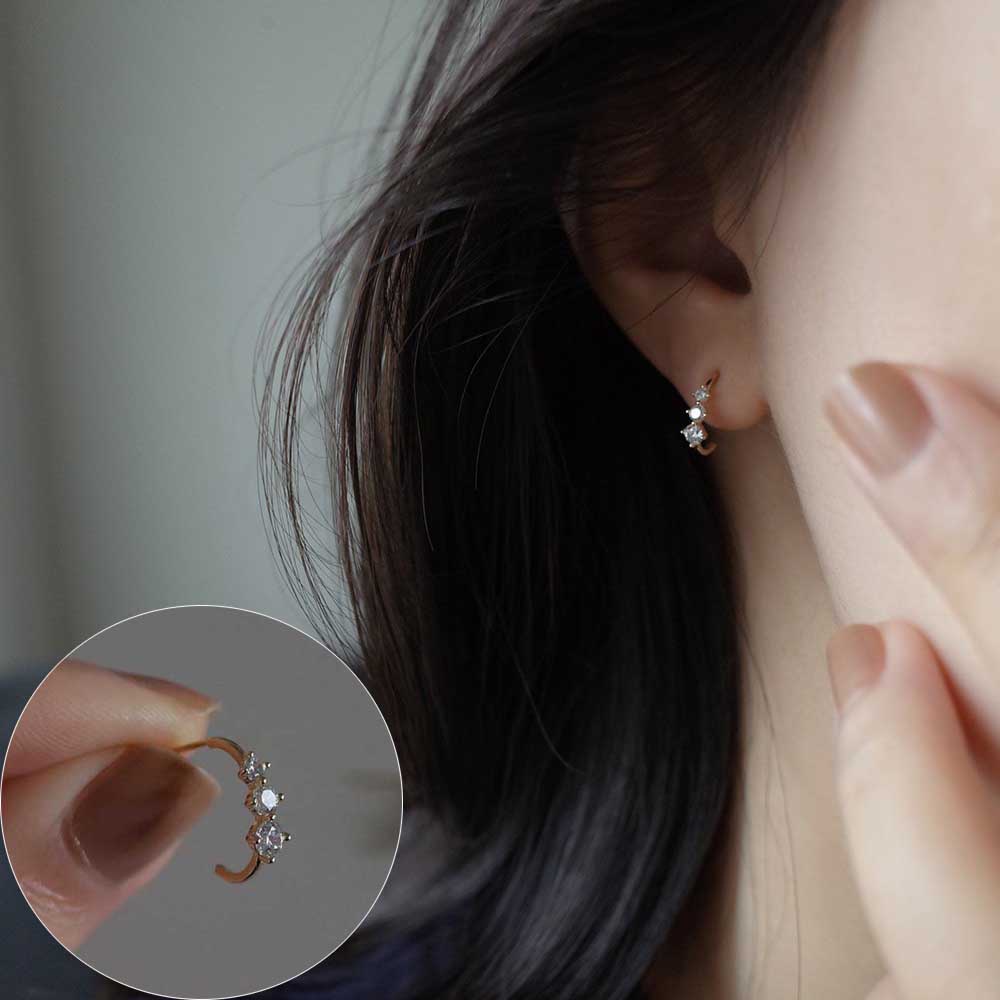 Anting Tusuk Sterling Silver 925 Hias Kristalberlian Gaya Simpleelegan Untuk Wanita