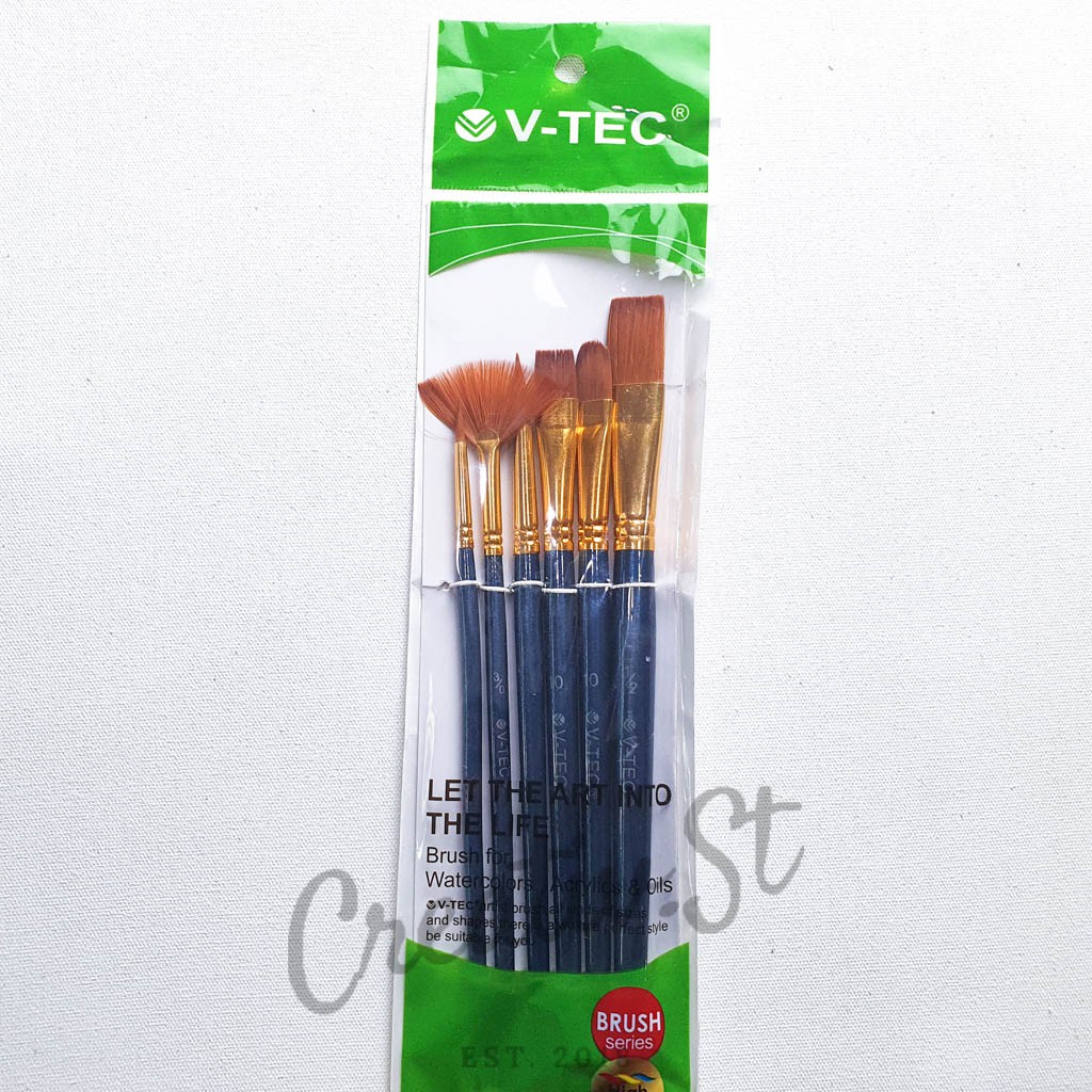 V-TEC Kuas Lukis Set A0342 Complete High Quality (6 Brush) Art Brush Set