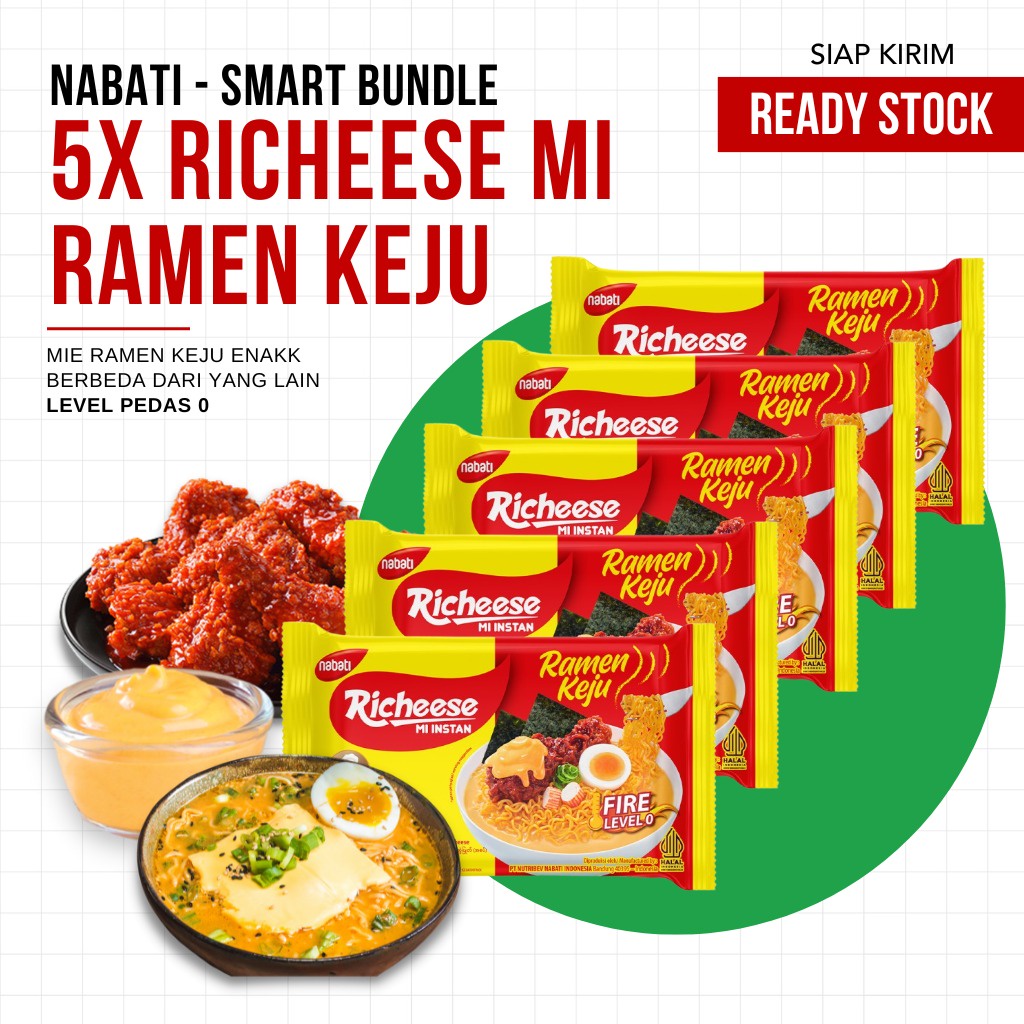 Richeese Mie Ramen Keju Lv 0 65g - 5 Pcs