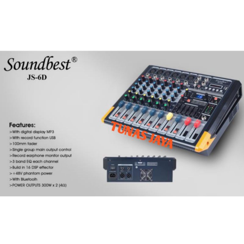 POWER MIXER SOUNDBEST JS6D POWER MIXER 6 CHANNEL SOUNDBEST JS6 D POWER MIXER SOUNDBEST JS 6 D