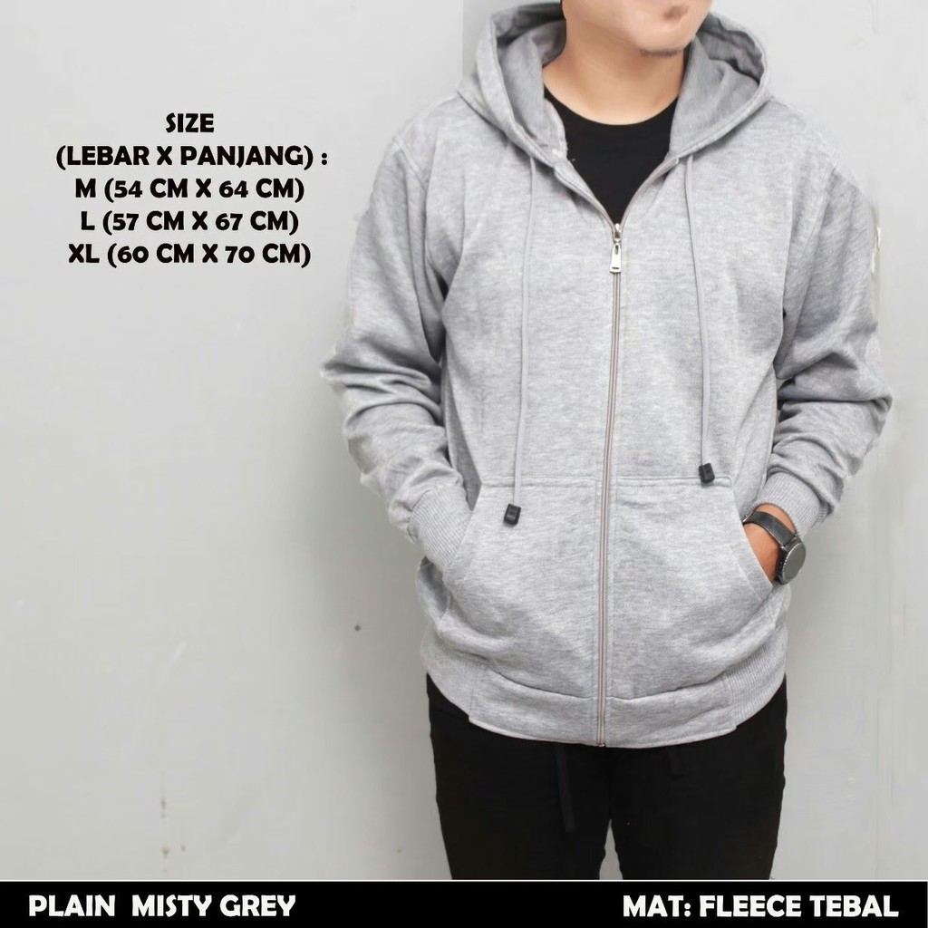 Jaket polos Ukuran M, L, XL, XXL  Pria Wanita dengan zipper Ritsleting Hoodie Sweater