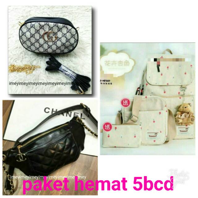 Big sale !! paket hemat ransel 3in1 tulip tas selempang gucci waistbag nagita tas mewah harga murah