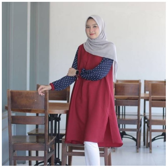 BRISIA TUNIK - ATASAN ABAJU WANITA MUSLIM MOSCREPE - JW62