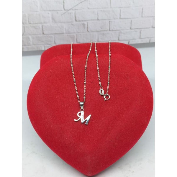 KALUNG PERAK ASLI SILVER 925 LAPIS EMAS/KALUNG RANTAI JEDAR+LIONTIN HURUF LATIN MP/ASLI SILVER/FASHION WANITA TERBARU