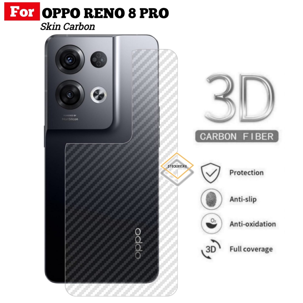 Skin Carbon Oppo Reno 8 Pro 5G Back Skin Stiker Belakang Anti Jamur Garskin Handphone
