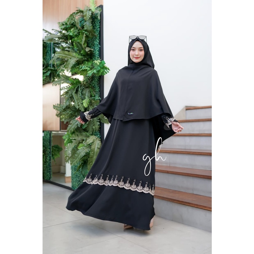 Gamis set cadar renda mewah sultan hilmi itycrepe syar'i NIQOB bandana l XL XXL jumbo seragam