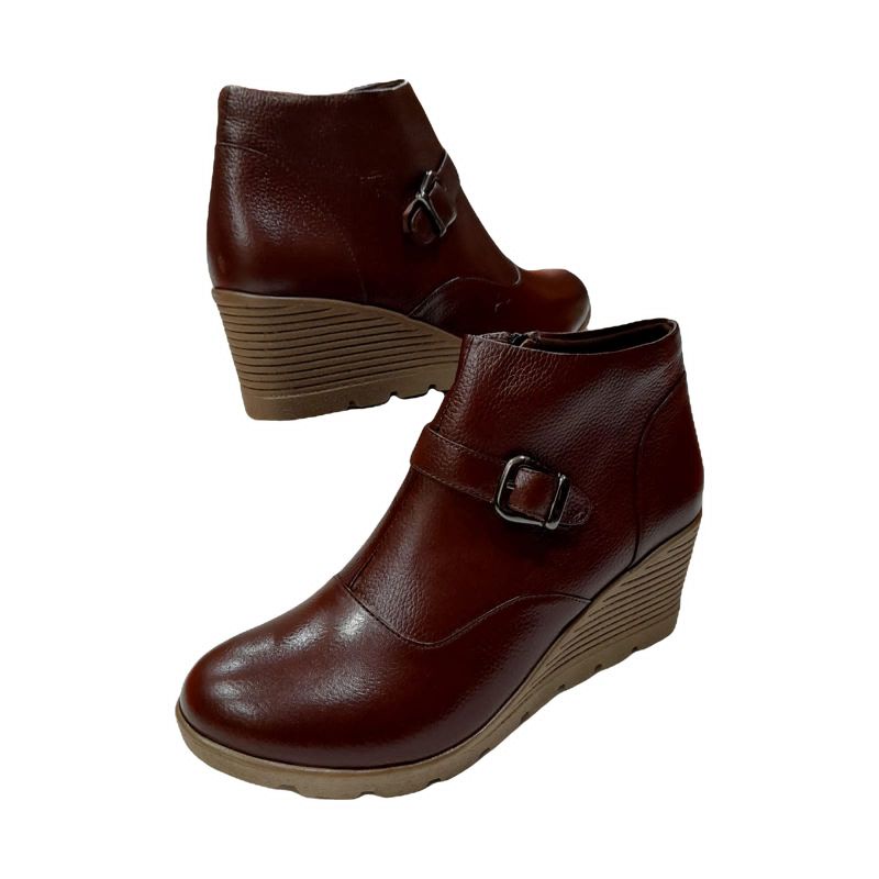 SEPATU BOOTS WEDGES WANITA ASLI KULIT