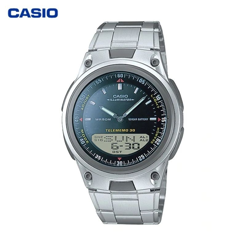 JAM TANGAN PRIA CASIO AW-80D-1A ORIGINAL - AW80D SILVER HITAM