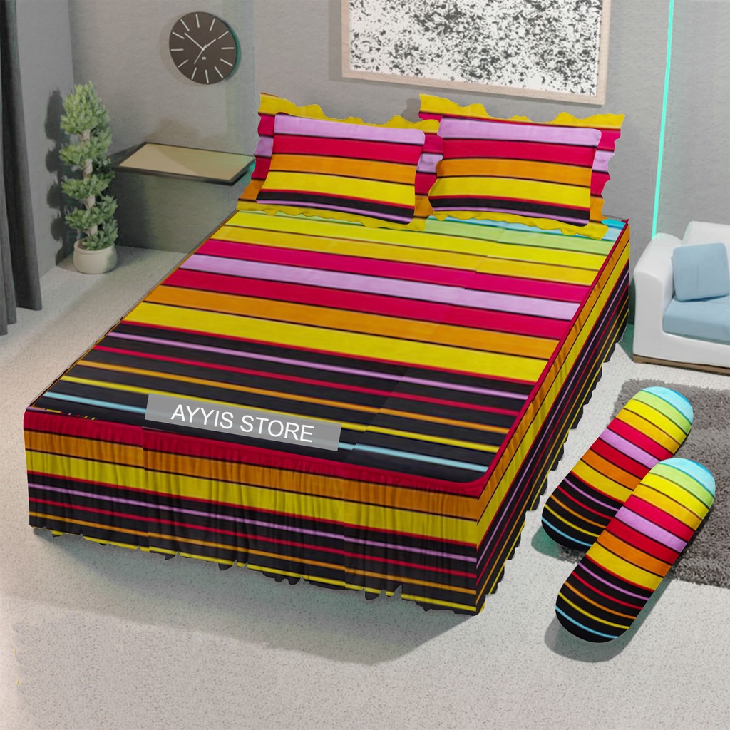 Sprei ukuran no 1 King/Single Motif Kotak Aesthetic bahan katun halus dan tebal