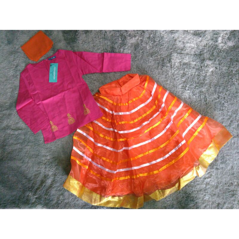 fashion kids SENS 17 D (Top, Skirt, Syal) setelan muslim anak indian style senshukei