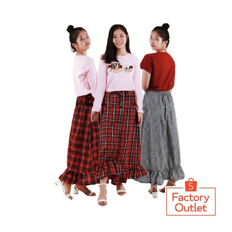 YELONIX - Rok ZENIA Skirt Tartan Kotak Ruffle