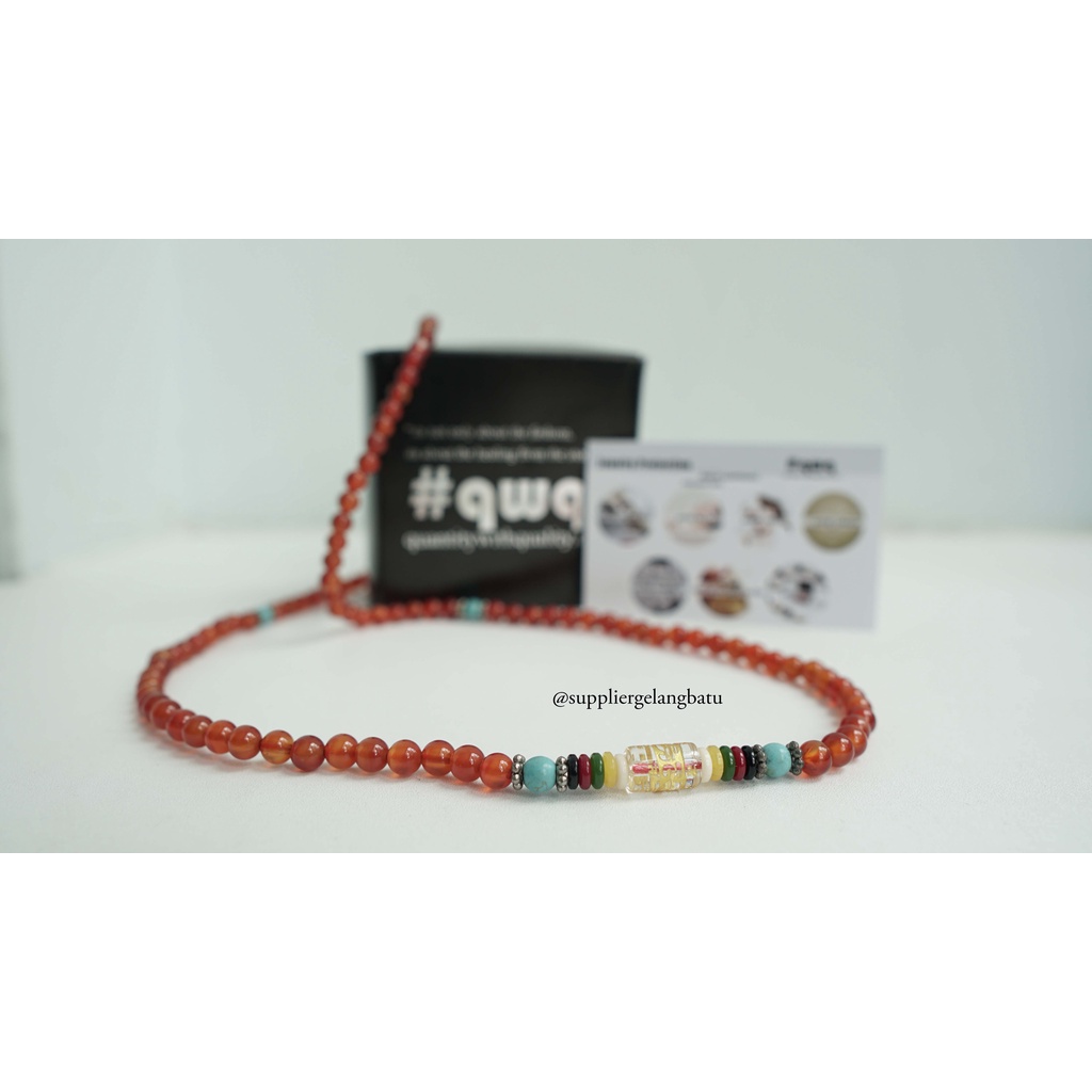 Gelang Lilit 108 Butir manau orange Om Mani Padme Hum viriyashop budha