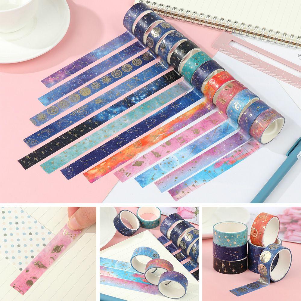 Nanas 12Rolls /Set Washi Tape DIY Diary Perekat Foil Emas Stiker Hias