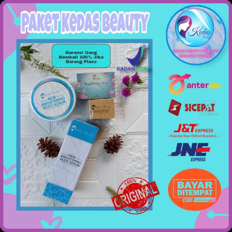 kedas beauty sepaket sabun Gold Jelly Body serum Body scrub original bpom
