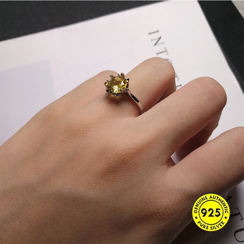 Pt950 Cincin Model Terbuka Desain Delapan Hati Hias Berlian Warna Kuning Untuk Wanita