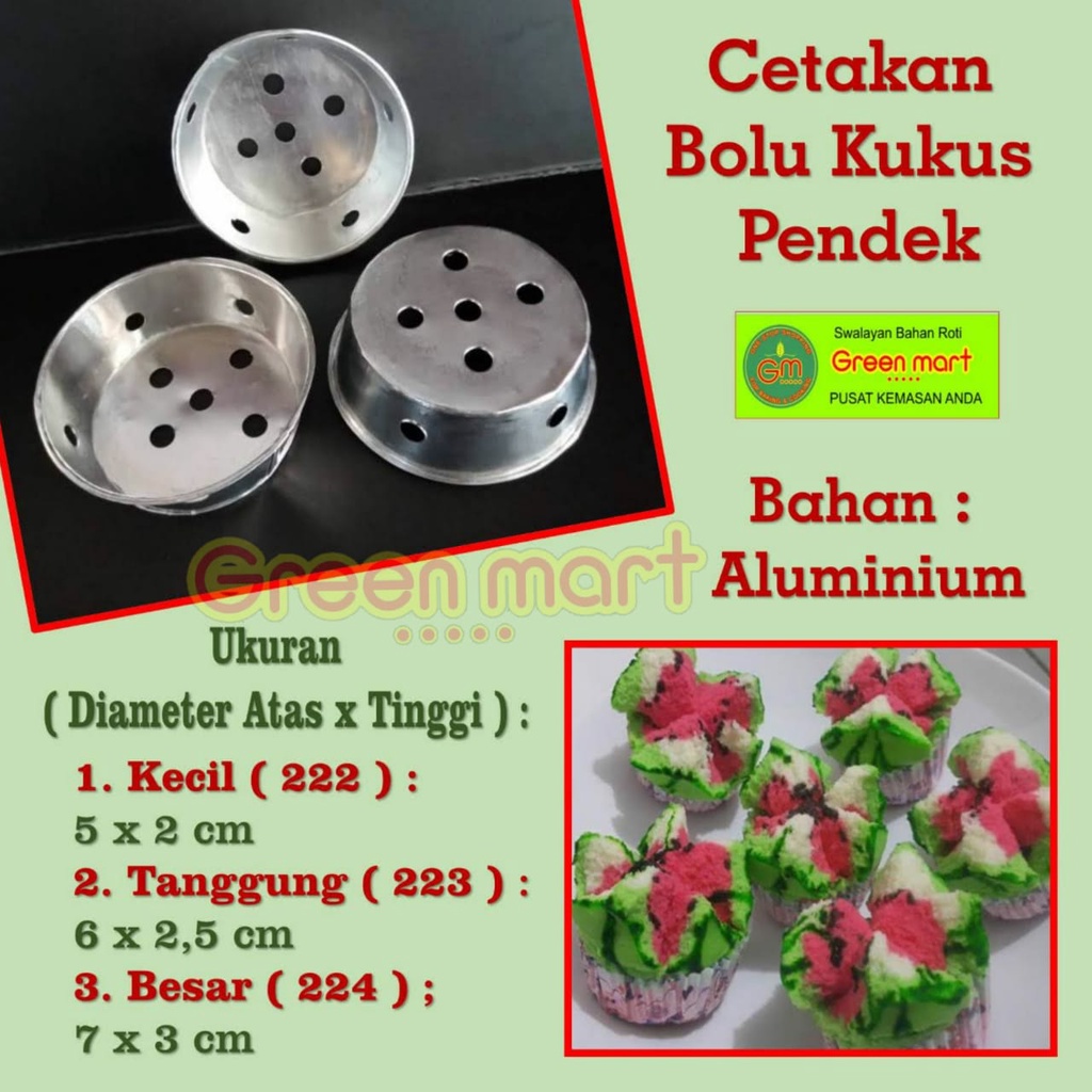 Cetakan Bolu Kukus Aluminium Kecil Mini Pendek Diameter 5 cm Tinggi 2 cm 1 Pack Isi 10 Pieces. 222