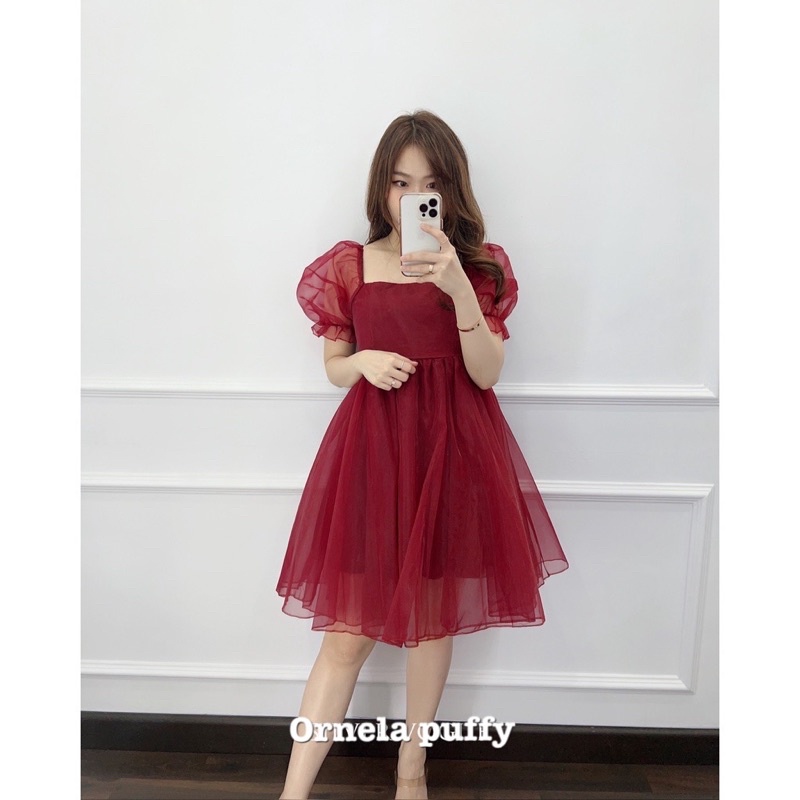 MINI DRESS PUFFY ORNELA / GAUN PESTA ORGANZA FASHION / NEW DRESS / DRESS NATALAN TERBARU 2022-2023