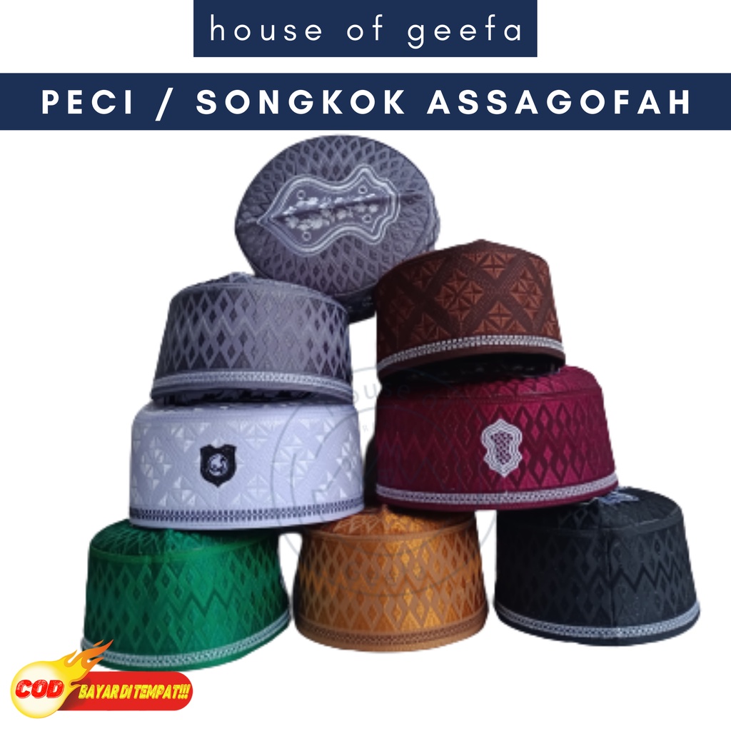 House of Geefa - Kopiah Assagofah - Peci Pria Assagofah - Songkok Pria ,Model Terbaru - Kopyah Anak Laki Laki - Peci Pria Dewasa - Kopiah Sholat Pria