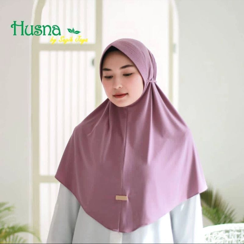 Hijab Bergo Ped ropel jersy premium original HUSNA - Jilbab Bergo Jersey Tali Kepang Husna - Bergo H