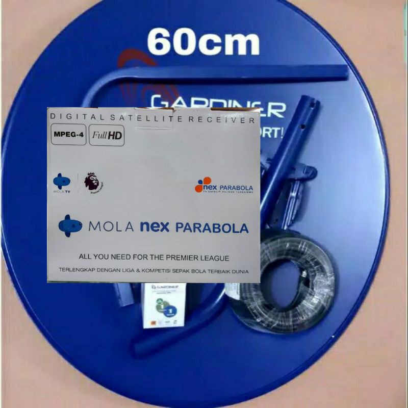 Antena Parabola Gardiner 60cm Receiver Mola Nex Parabola Putih Full Hd