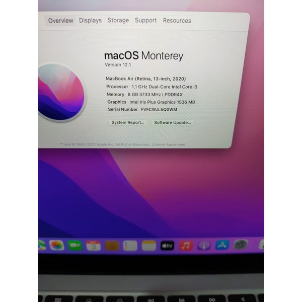 OBRAL  MACBOOK AIR RETINA 2020 OS MONTEREY 13 IN RAM 16 SSD 256 MULUS ULTRA SLIM GREYY