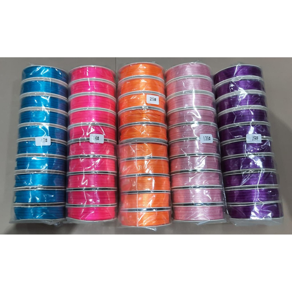 

Pita Ribbon Satin Taiwan Lebar 1/8 inch per pack isi 10 roll