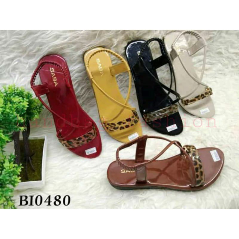 SANDAL WANITA FLAT BALERINA MOTIF TALI JELLY MACAN