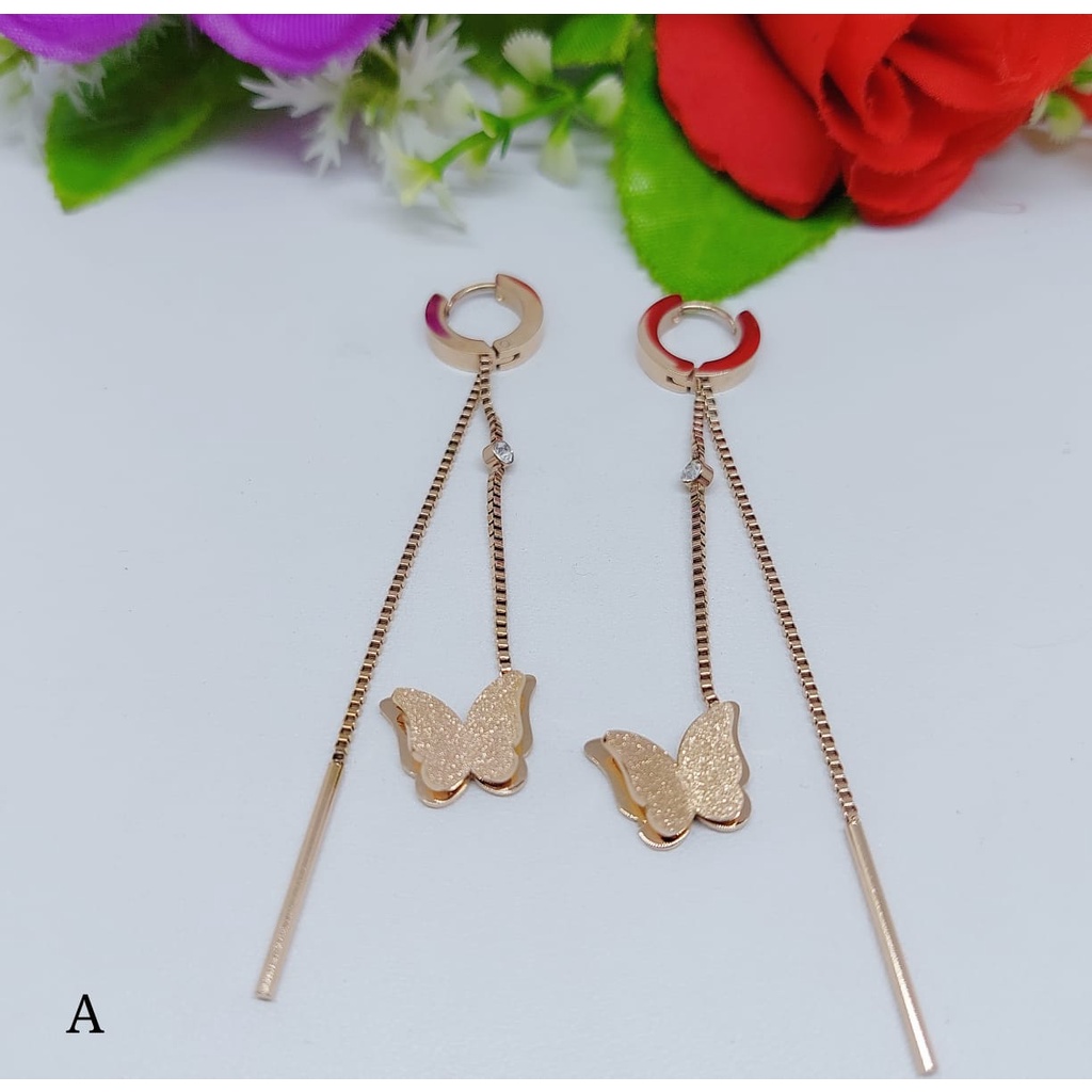 Anting titanium kuou-kupu 4susun