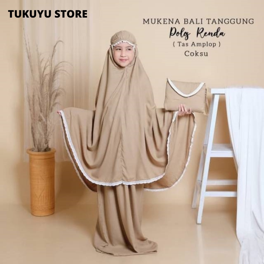 MUKENA BALI POLOS  RENDA TANGGUNG/MUKENA POLOS PRISKET/MUKENA  ANAK TANGGUNG