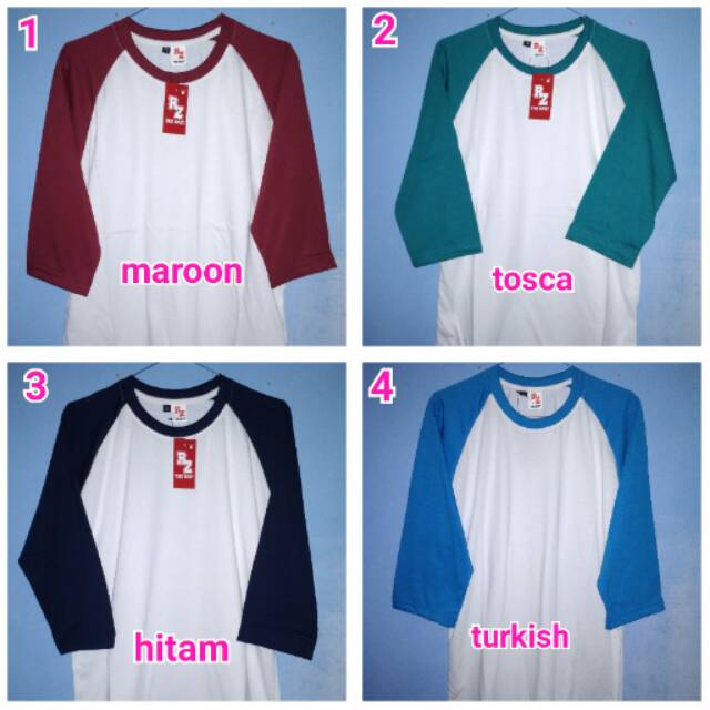  Kaos  raglan  polos  putih pria wanita 3 4 Shopee Indonesia