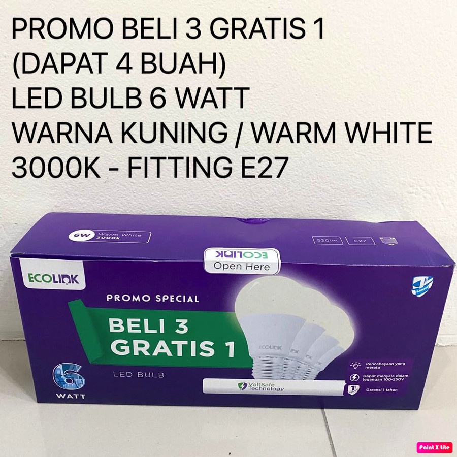 Lampu Bohlam LED Bulb 6 Watt 6Watt 6W 6 W KUNING ECOLINK PROMO 3+1