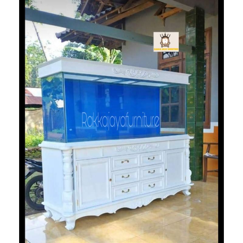 BUFFET AQUARIUM UKIR DUCO MEWAH+KACA AQUARIUM