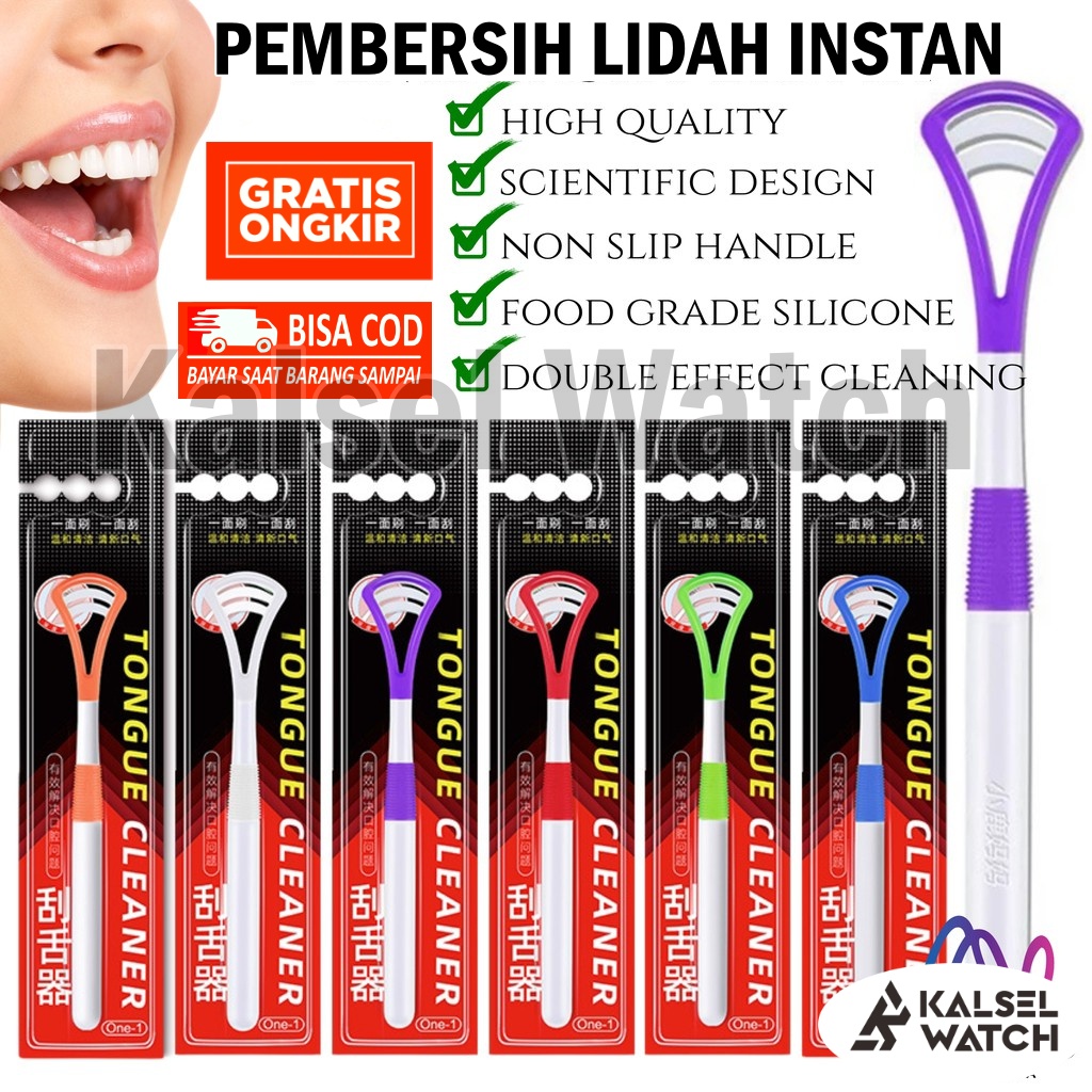 Alat Pembersih Lidah Mulut Sikat Penyikat Lidah 2 Fungsi Tongue Cleaner Scraper Food Grade Perawatan Pebersih Sikatan Lidah Mulut Gigi ACK5