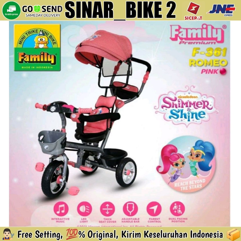 Sepeda Roda Tiga 3 FAMILY ROMEO F-361,F360H Tricycle Kanopi