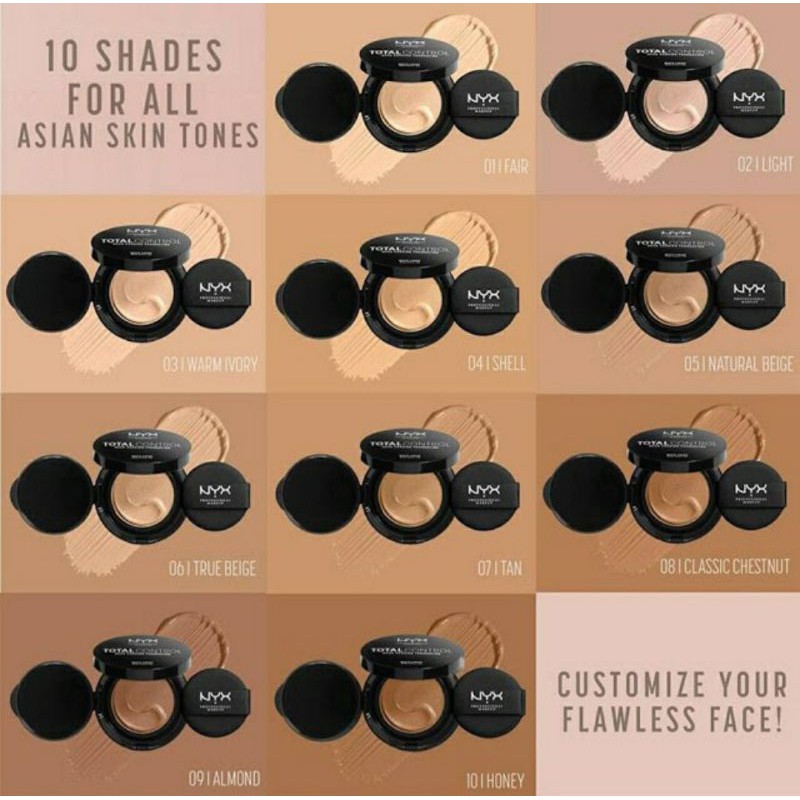 NYX Professional MakeUp Total Control Mesh Cushion Foundation Make Up - Light  (Matte Finish) exp 2024