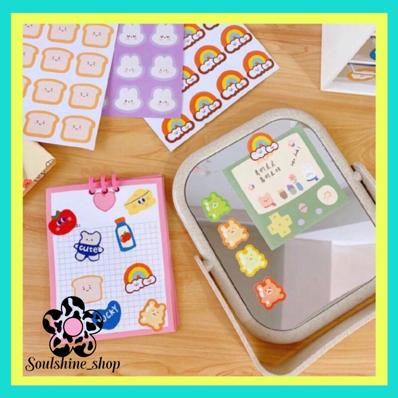 

1Pc Sticker Seri Beruang Merah/Pelangi