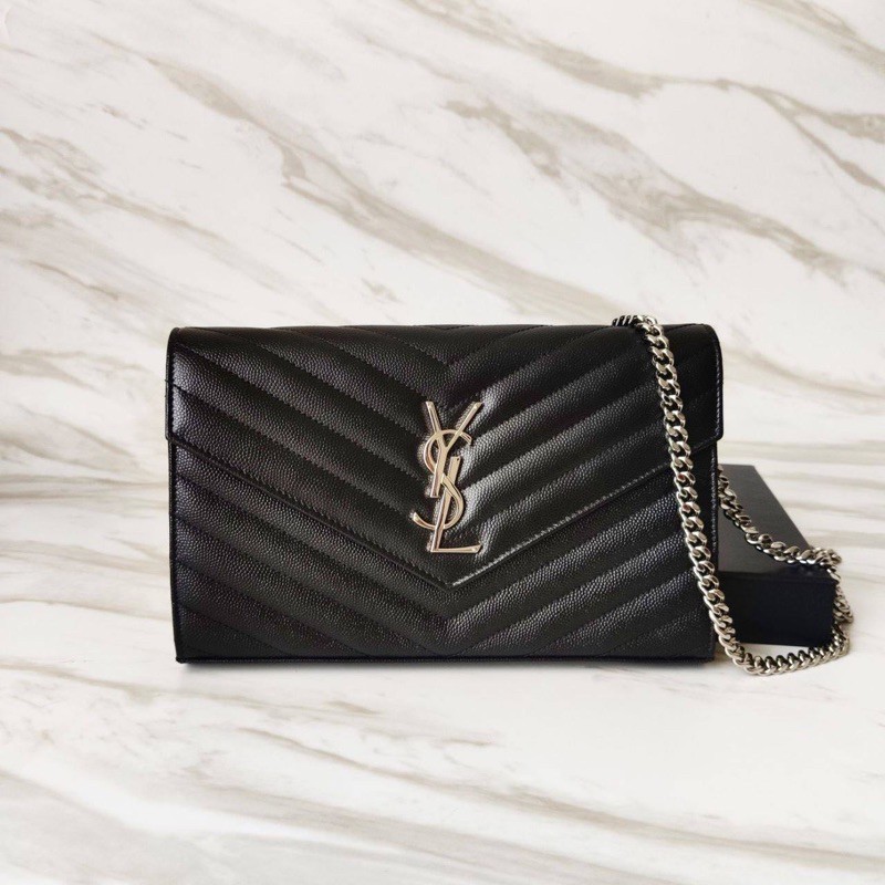 bag YSL tas woc 22cm black grained shw