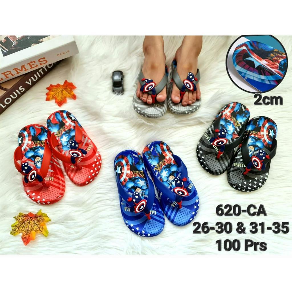 SANDAL JEPIT JELLY ANAK LAKI IMPORT MOTIF CAPTAIN SUPERHERO 26-35