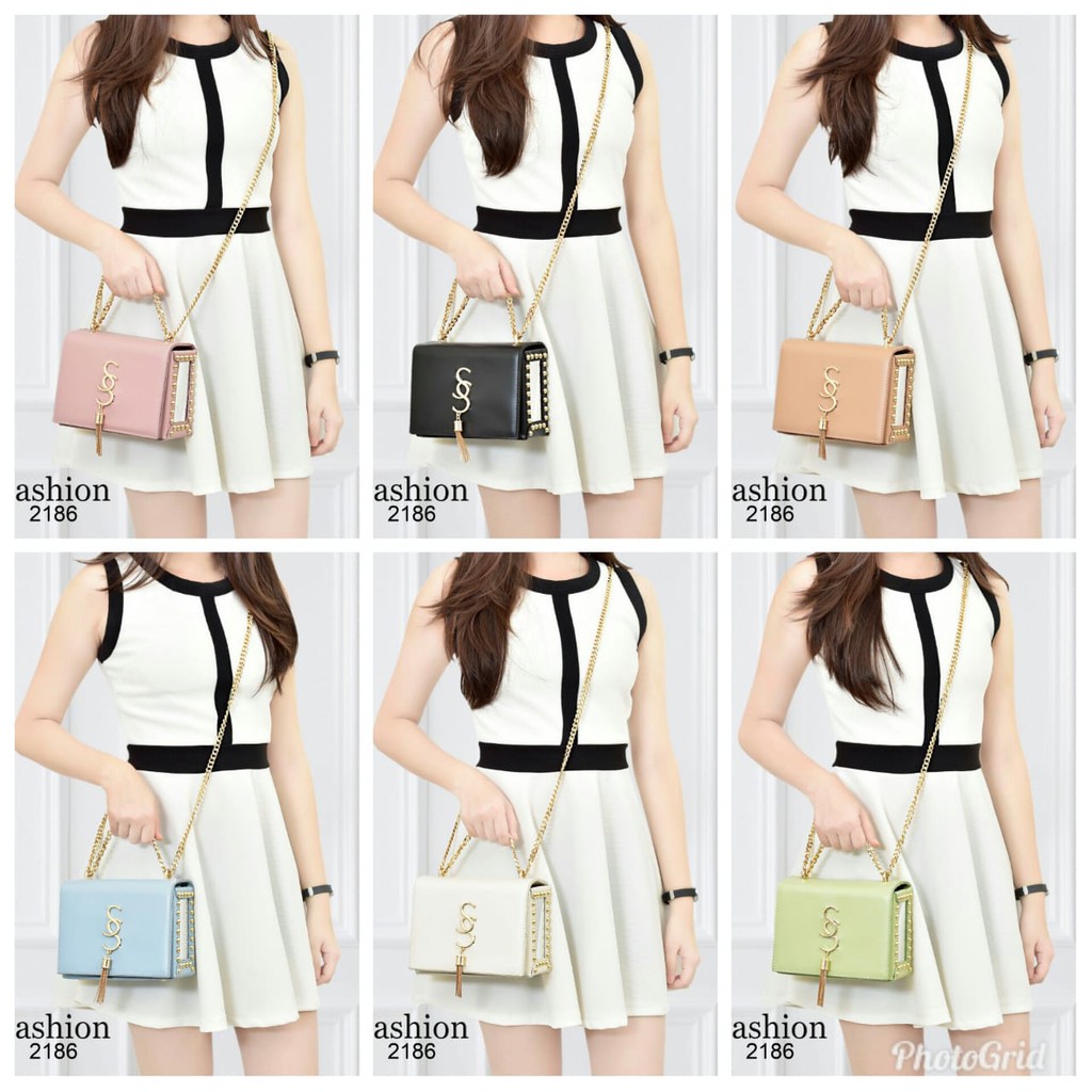 Fashion Mirror Studed 2186 DEN TAS SLEMPANG WANITA HAND BAG MURAH TAS FASHION TAS IMPORT BATAM